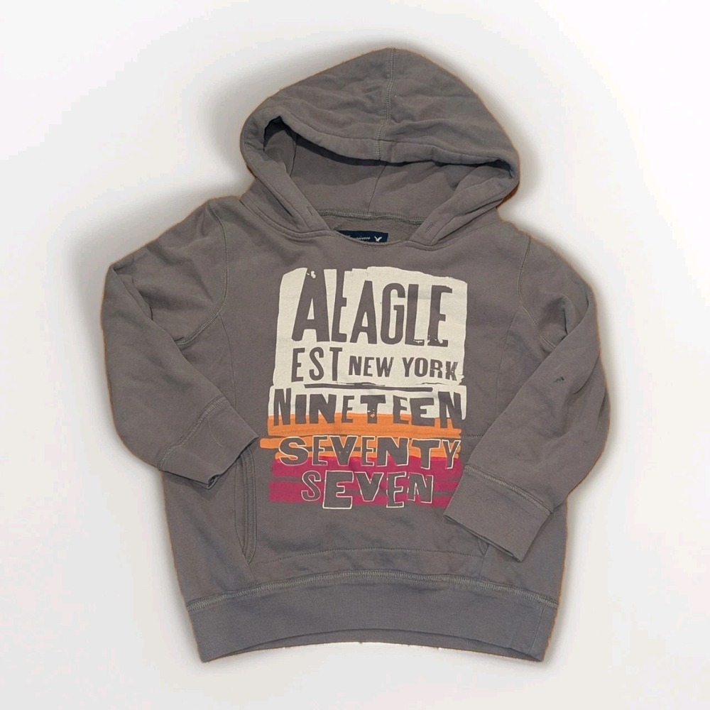 Y2K Lounge Cozy Indie Sleaze American Eagle Graphic Hoodie Gray Women's Medium